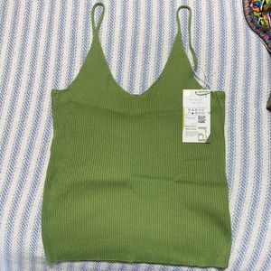 Knit spaghetti strap casual cropped tank